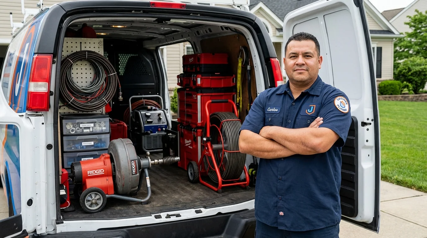 Professional drain cleaning equipment and Johns Plumbing LLC plumber in Island Park