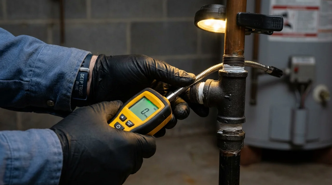 Gas leak detection with electronic sniffer by Johns Plumbing LLC in Island Park