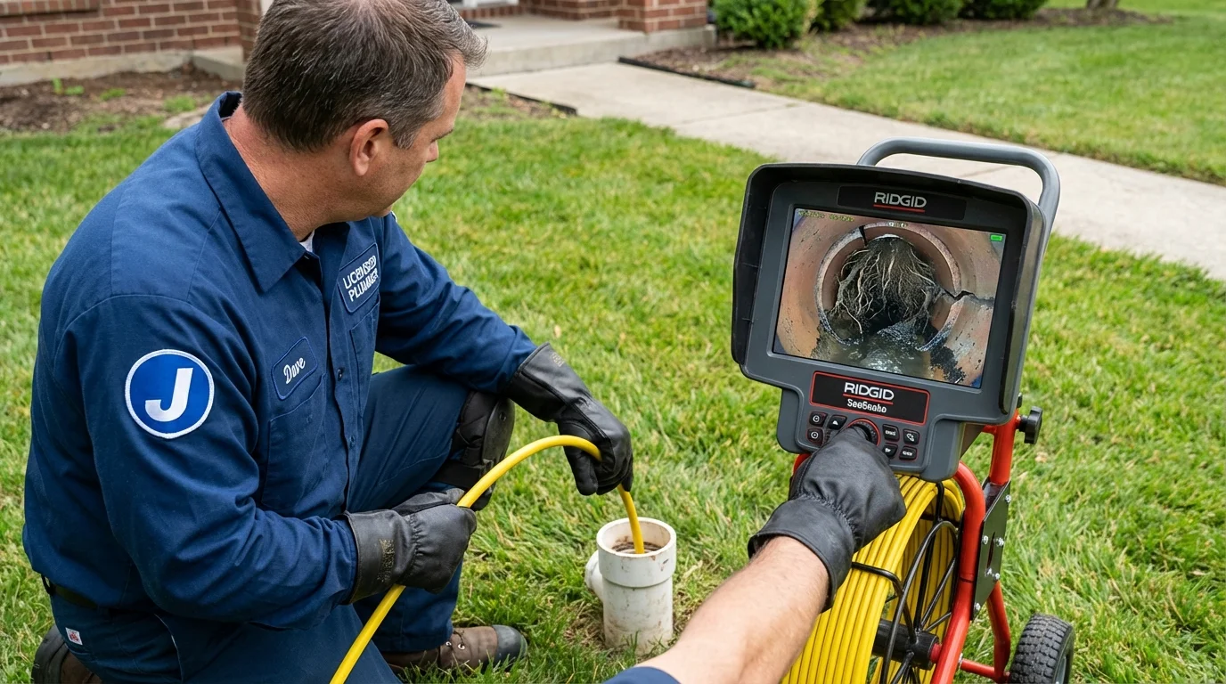 Sewer camera inspection being performed by Johns Plumbing LLC in Island Park